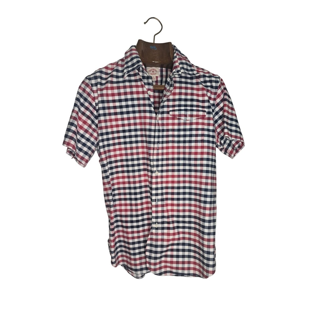 Brooks Brothers Red, Navy & White‎ Check Short-Sleeve Button Shirt Feastival BBQ